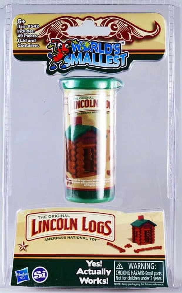 9033551 Wood Worlds Smallest Lincoln Logs, Brown & Green - 49 Piece