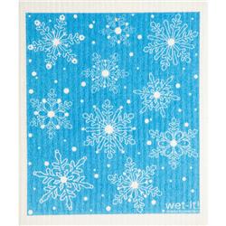 6004961 Cellulose & Cotton Snow Flakes Dish Cloth, Blue & White