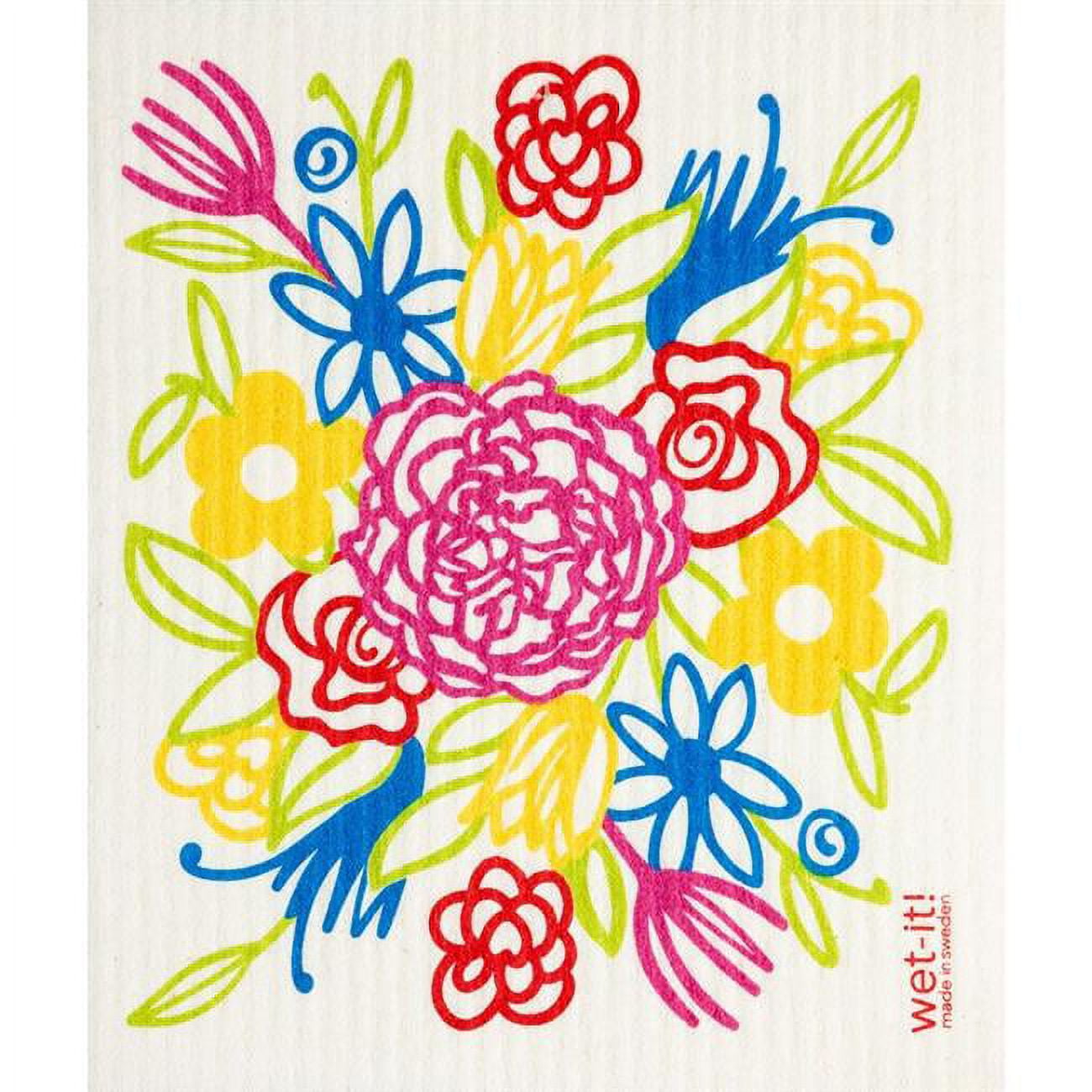 6004962 Cellulose & Cotton Floral Bouquet Dish Cloth, Multi Color