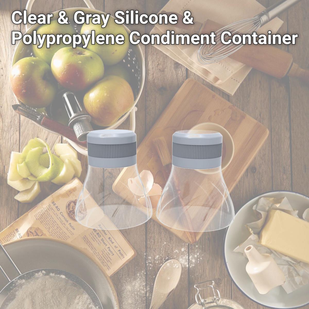 Picture of Core Home 6012611 Clear & Gray Silicone & Polypropylene Condiment Container