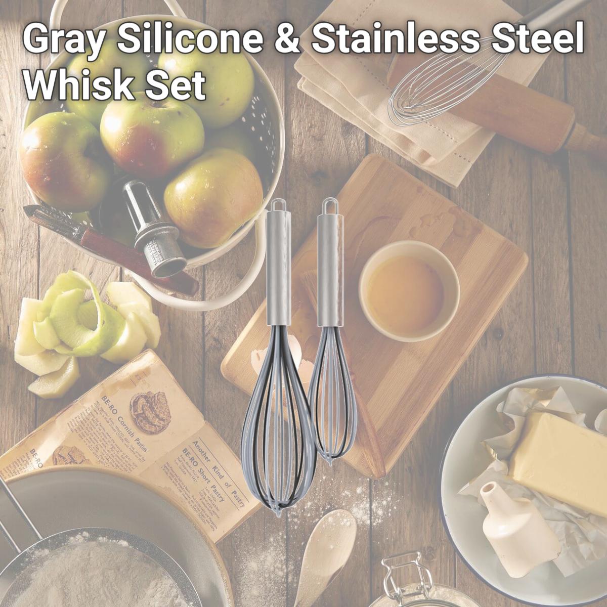 Picture of Core Home 6012600 Gray Silicone & Stainless Steel Whisk Set
