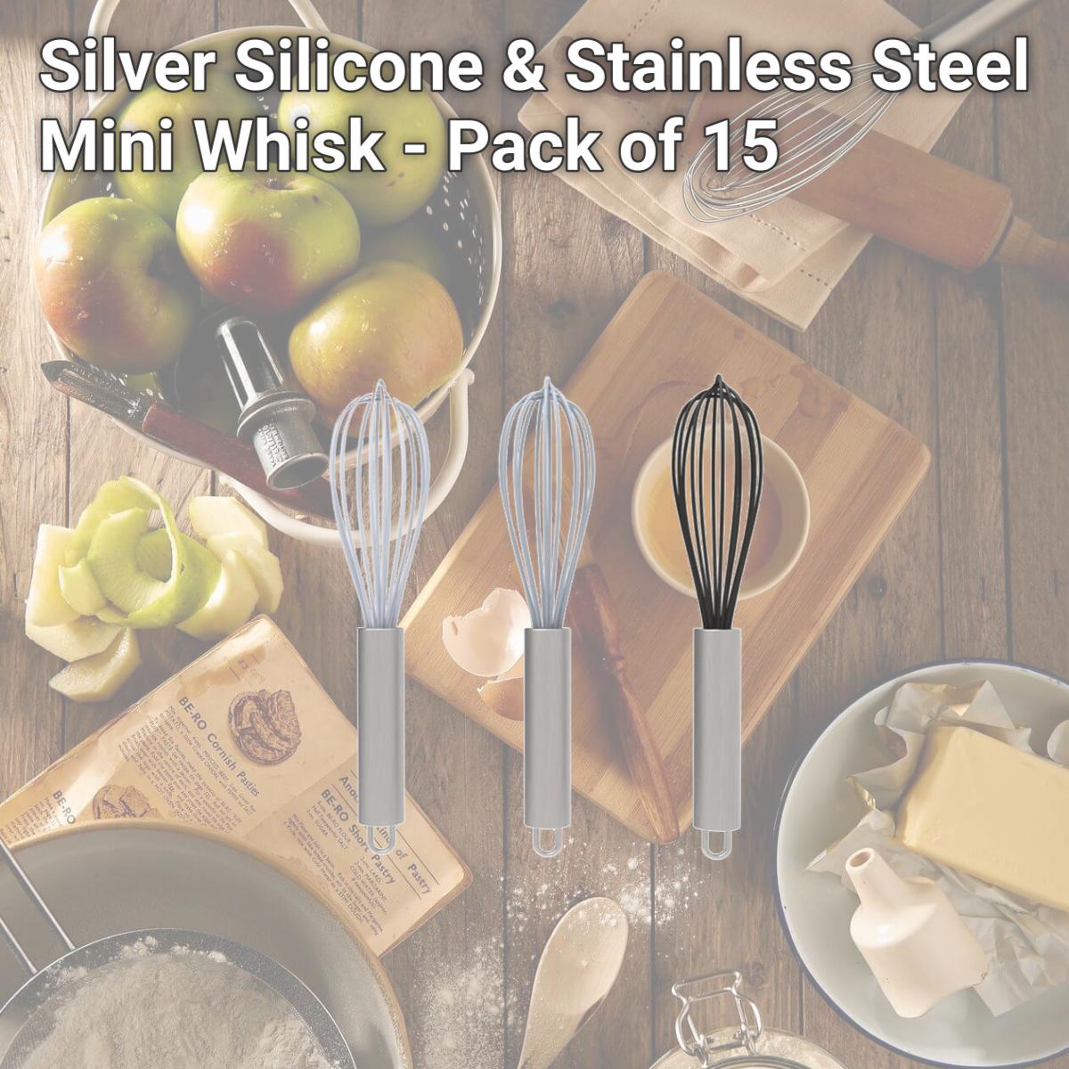 Picture of Core Kitchen 6012651 Silver Silicone & Stainless Steel Mini Whisk - Pack of 15
