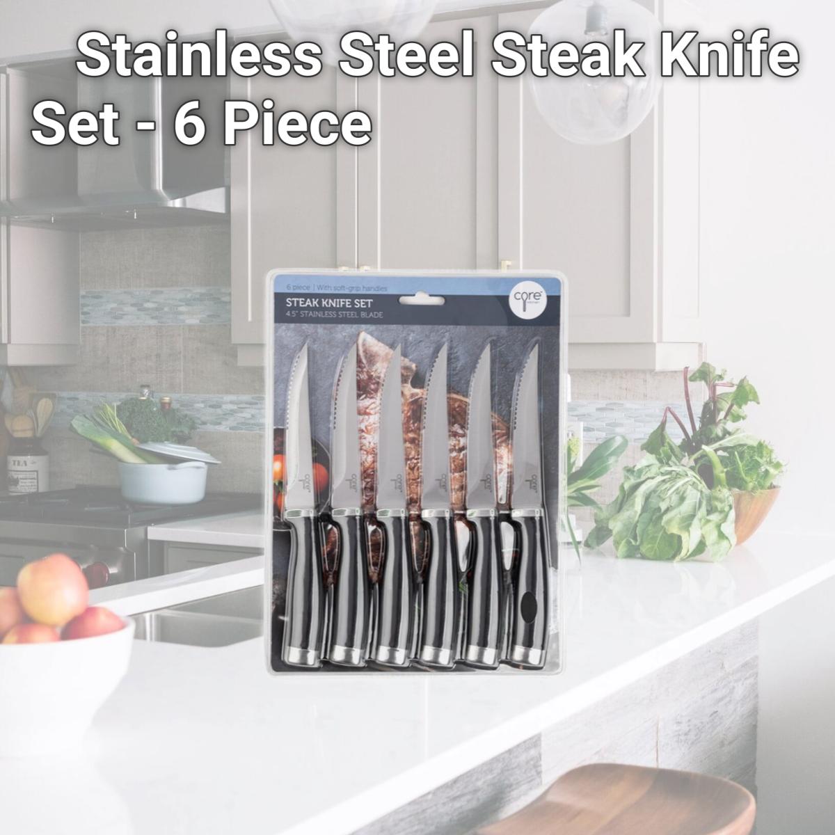Picture of Core Kitchen 6012620 Core Kitchen Stainless Steel Steak Knife Set - 6 Piece