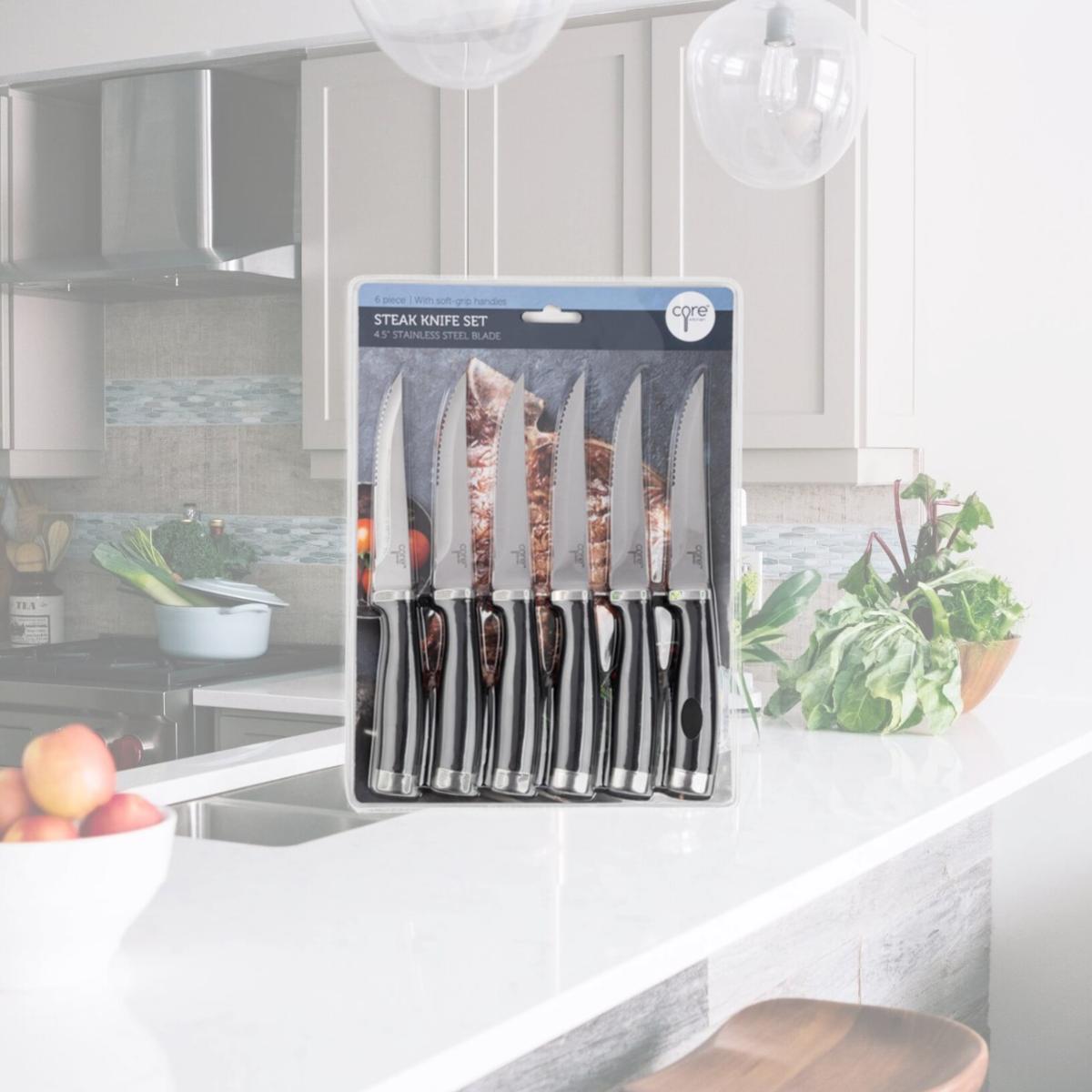 Picture of Core Kitchen 6012620 Core Kitchen Stainless Steel Steak Knife Set - 6 Piece