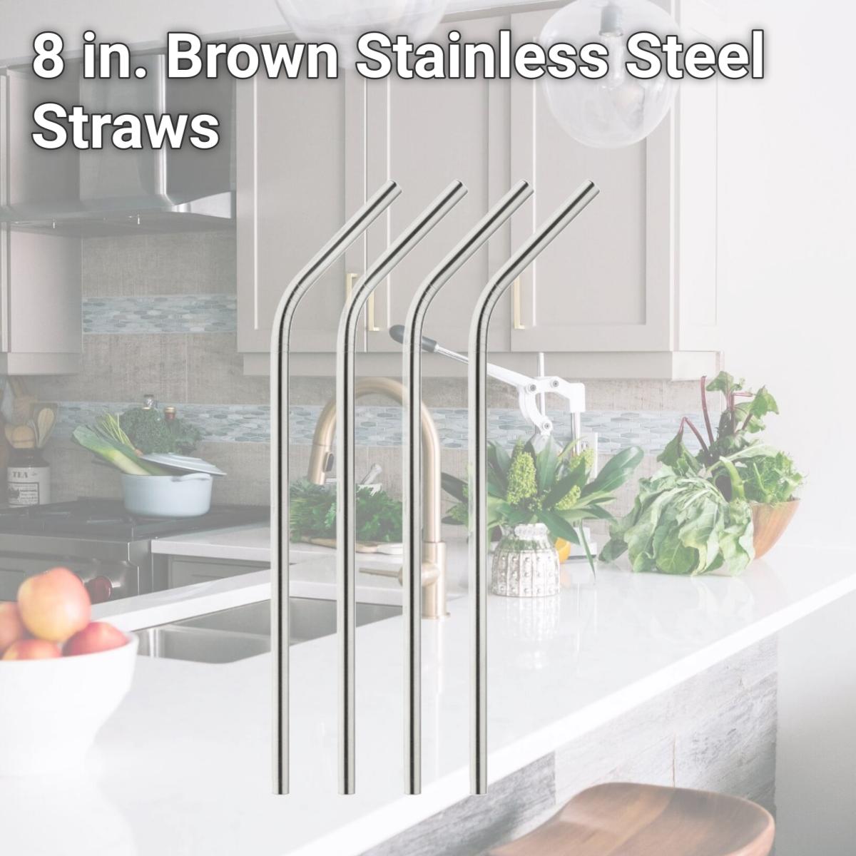 Picture of Harold Import 6303341 8 in. Brown Stainless Steel Straws