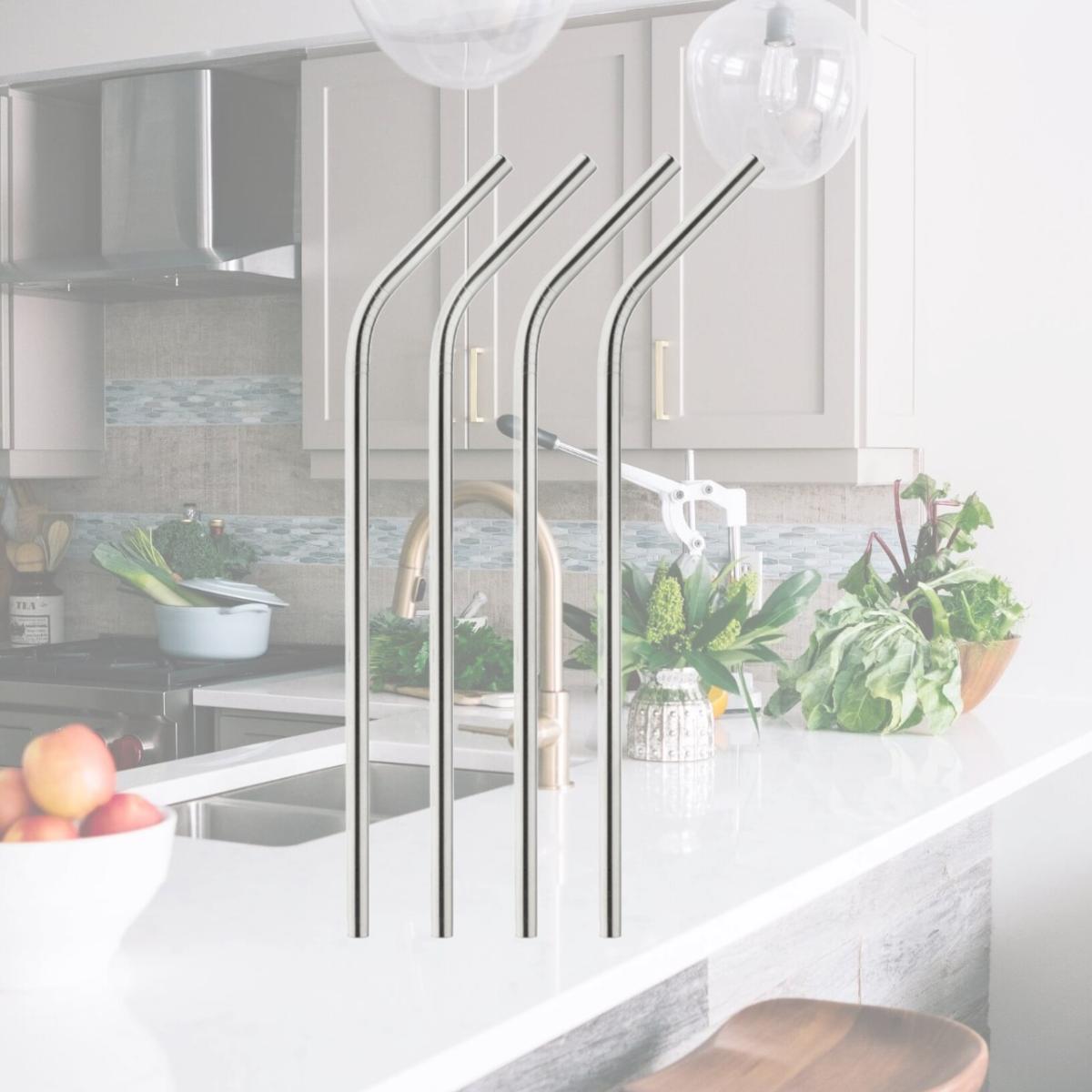 Picture of Harold Import 6303341 8 in. Brown Stainless Steel Straws