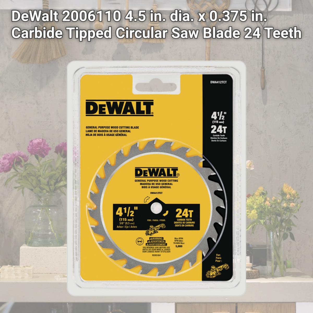 Picture of DeWalt 2006110 4.5 in. dia. x 0.375 in. Carbide Tipped Circular Saw Blade 24 Teeth