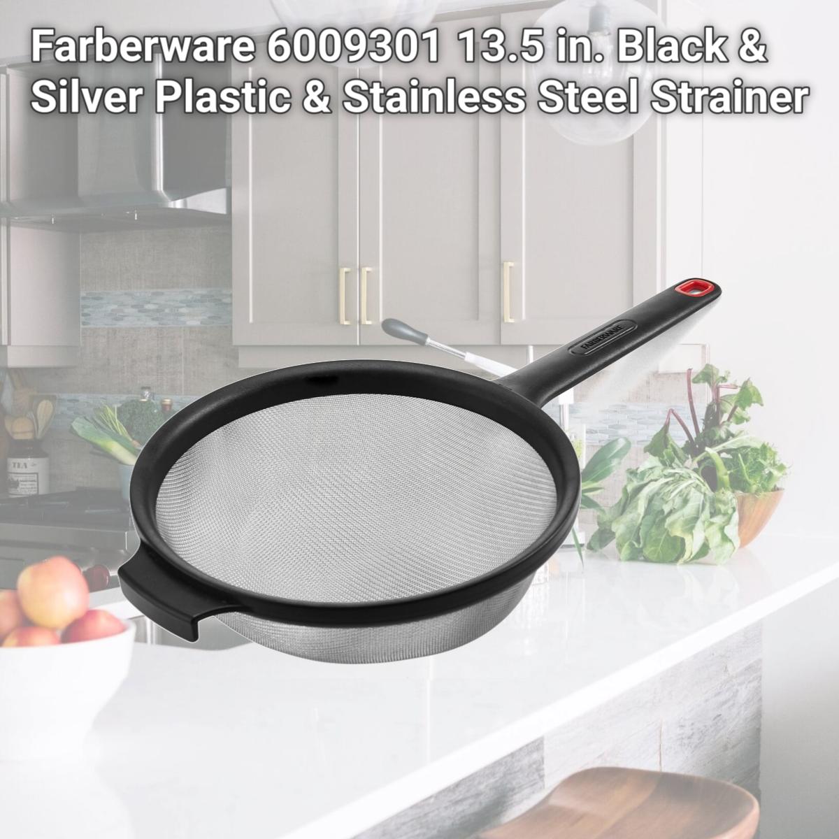 Picture of Farberware 6009301 13.5 in. Black & Silver Plastic & Stainless Steel Strainer