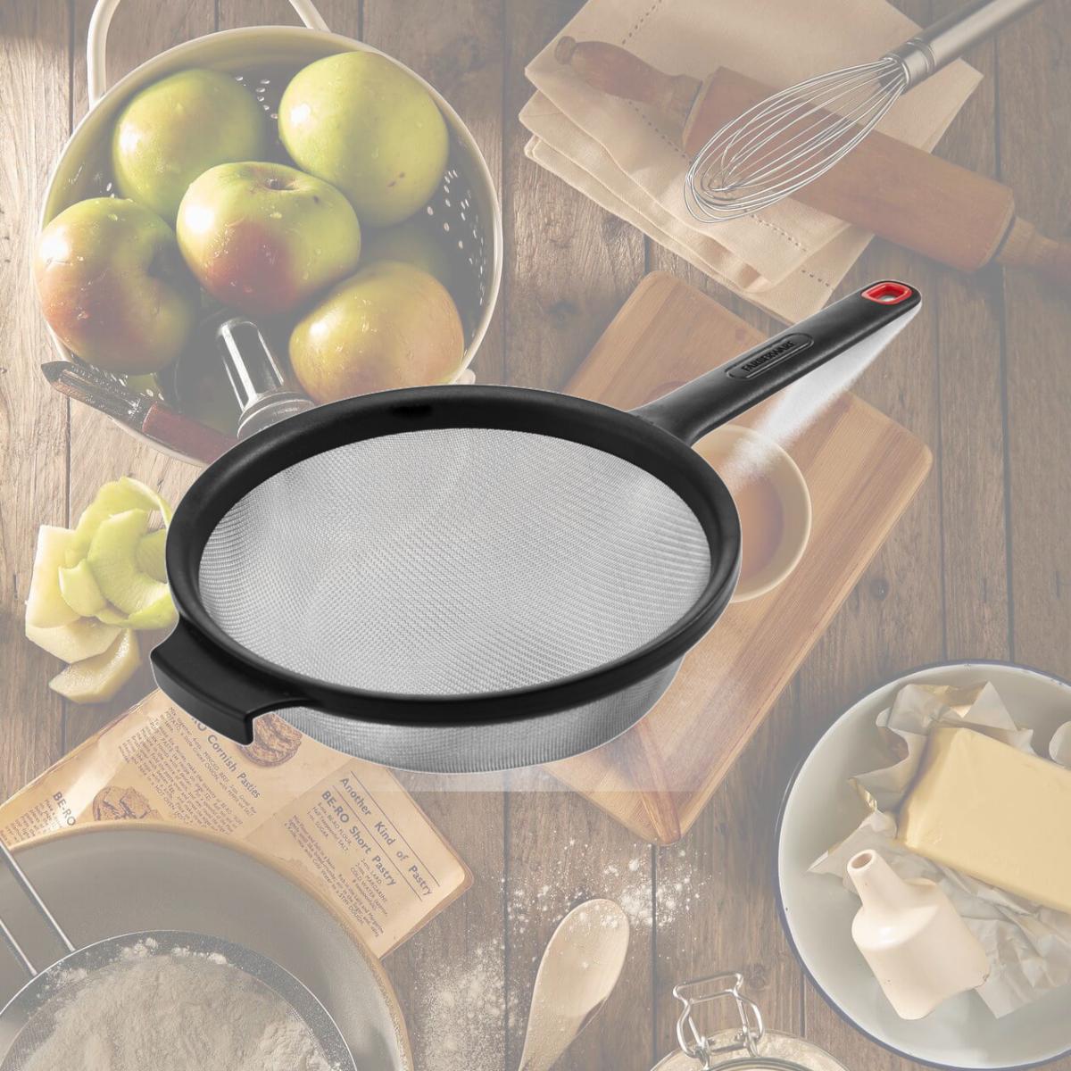 Picture of Farberware 6009301 13.5 in. Black & Silver Plastic & Stainless Steel Strainer