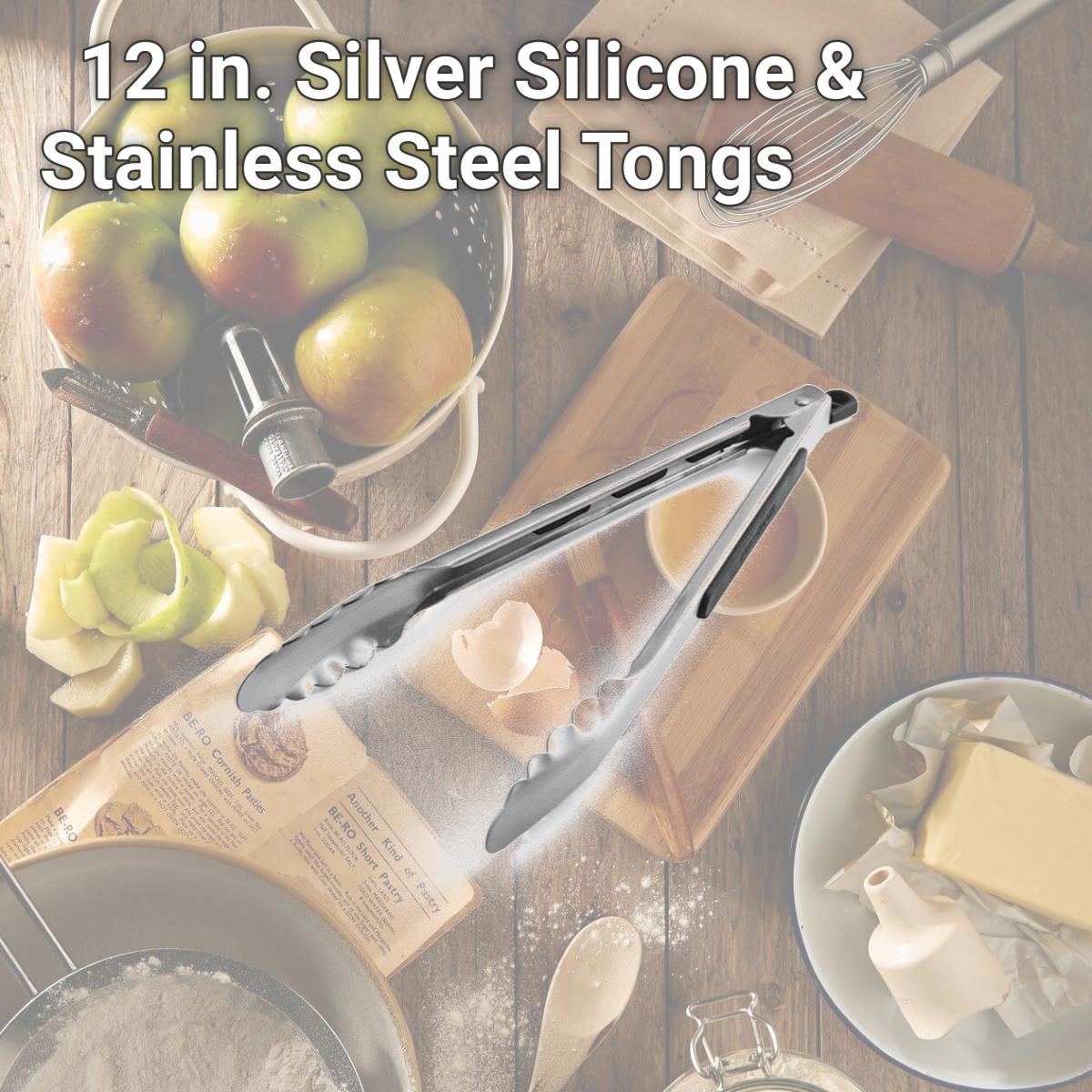 Picture of Farberware 6009321 12 in. Silver Silicone & Stainless Steel Tongs