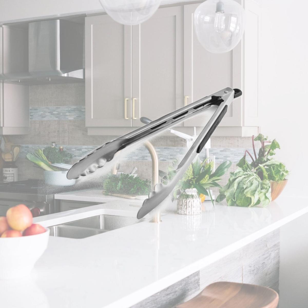 Picture of Farberware 6009321 12 in. Silver Silicone & Stainless Steel Tongs