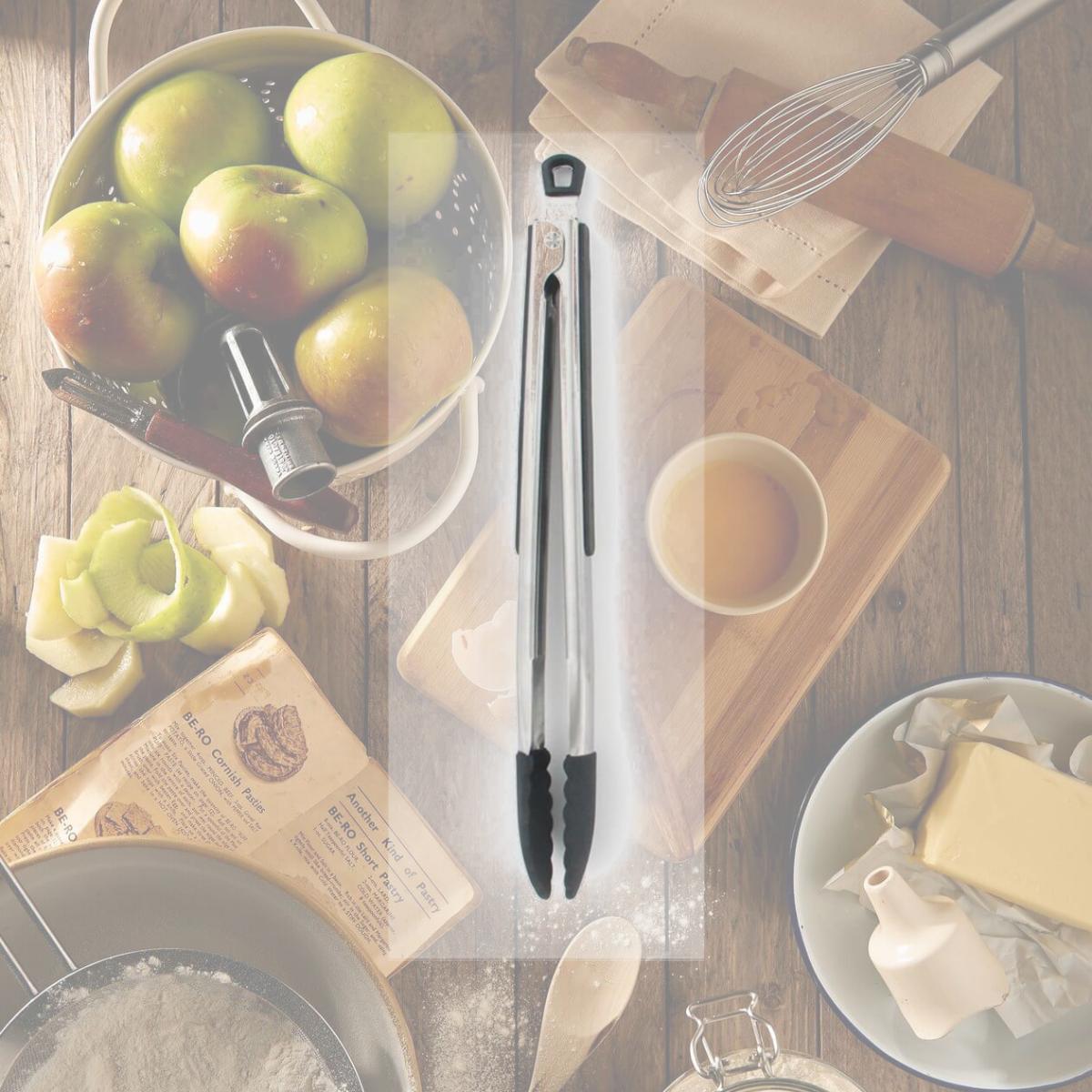 Picture of Farberware 6009313 Black & Silver Silicone & Stainless Steel Tongs