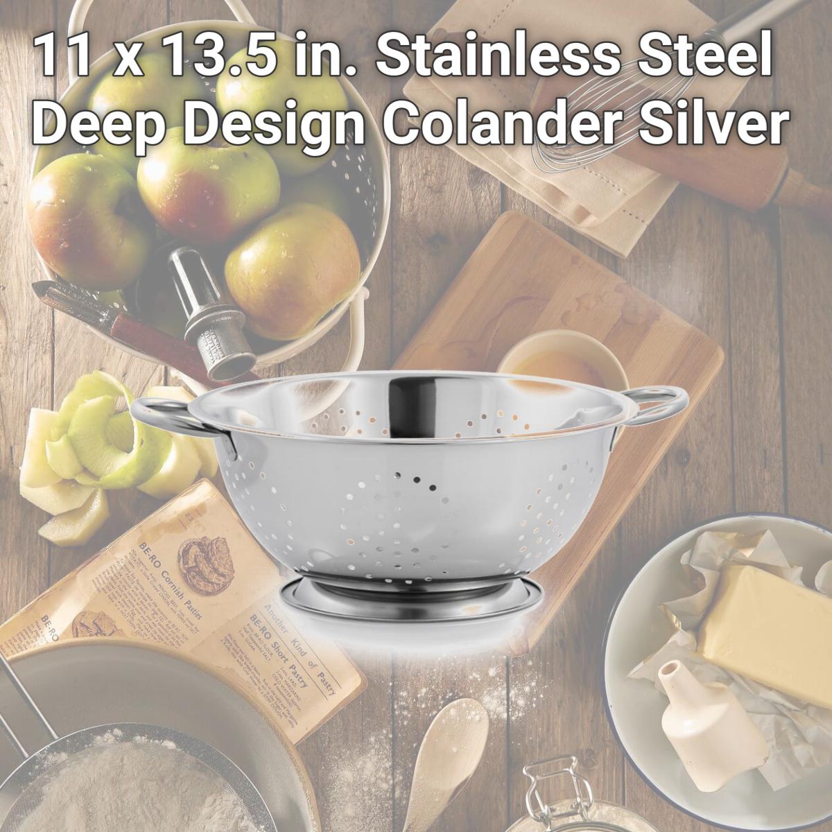 Picture of McSunley 6018296 11 x 13.5 in. Stainless Steel Deep Design Colander, Silver