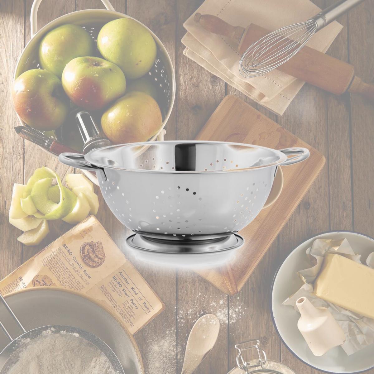 Picture of McSunley 6018296 11 x 13.5 in. Stainless Steel Deep Design Colander, Silver