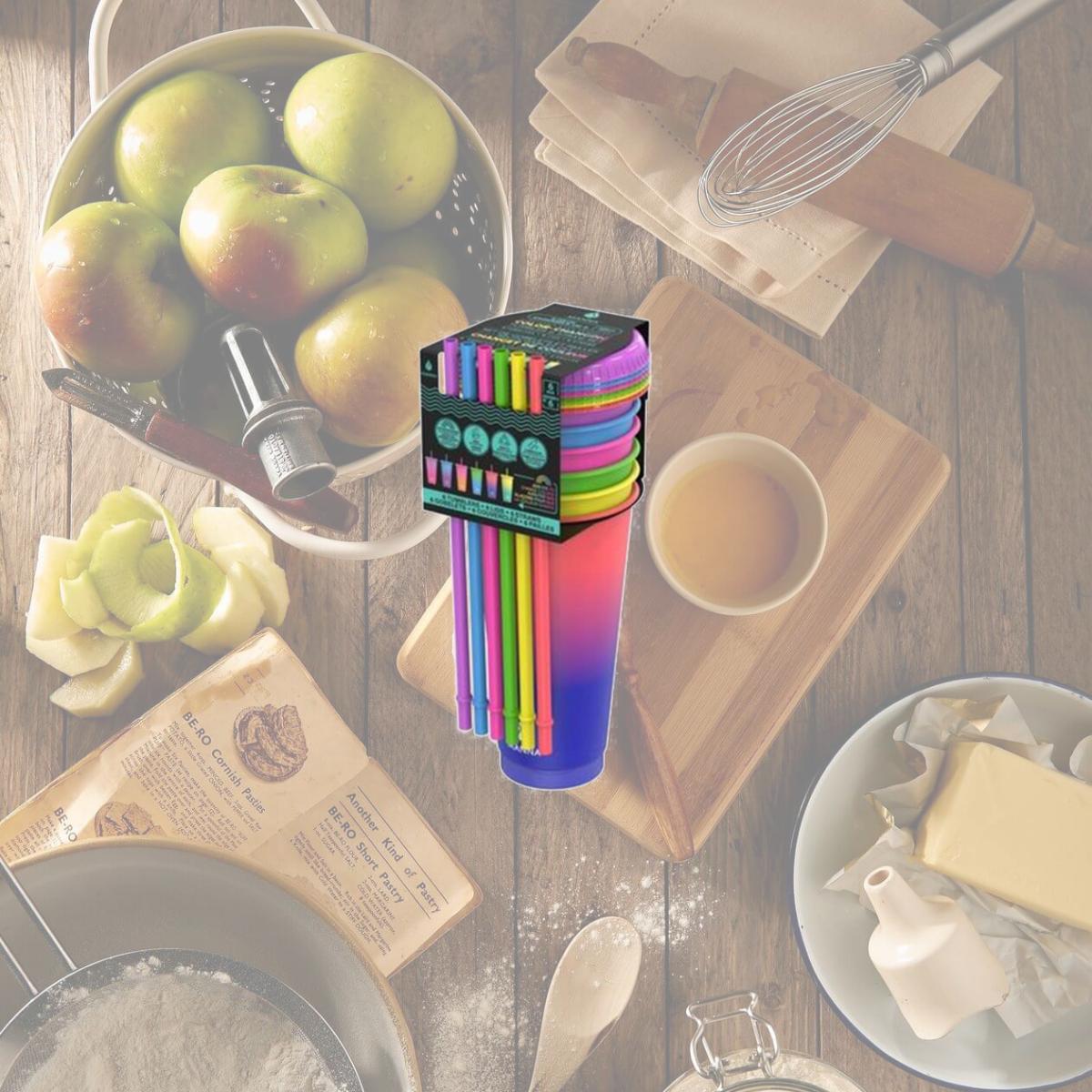 Picture of Manna 6027604 24 oz Color Changing Tumbler Lid & Assorted Straw - Pack of 6