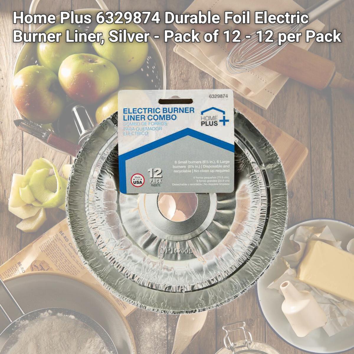 Picture of Home Plus 6329874 Durable Foil Electric Burner Liner, Silver - Pack of 12 - 12 per Pack