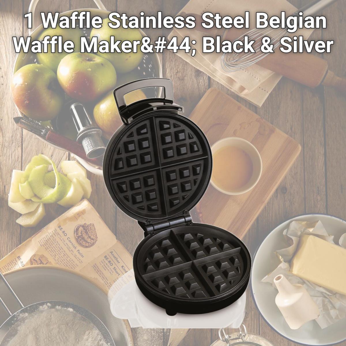 Picture of Hamilton Beach 6029438 1 Waffle Stainless Steel Belgian Waffle Maker, Black & Silver