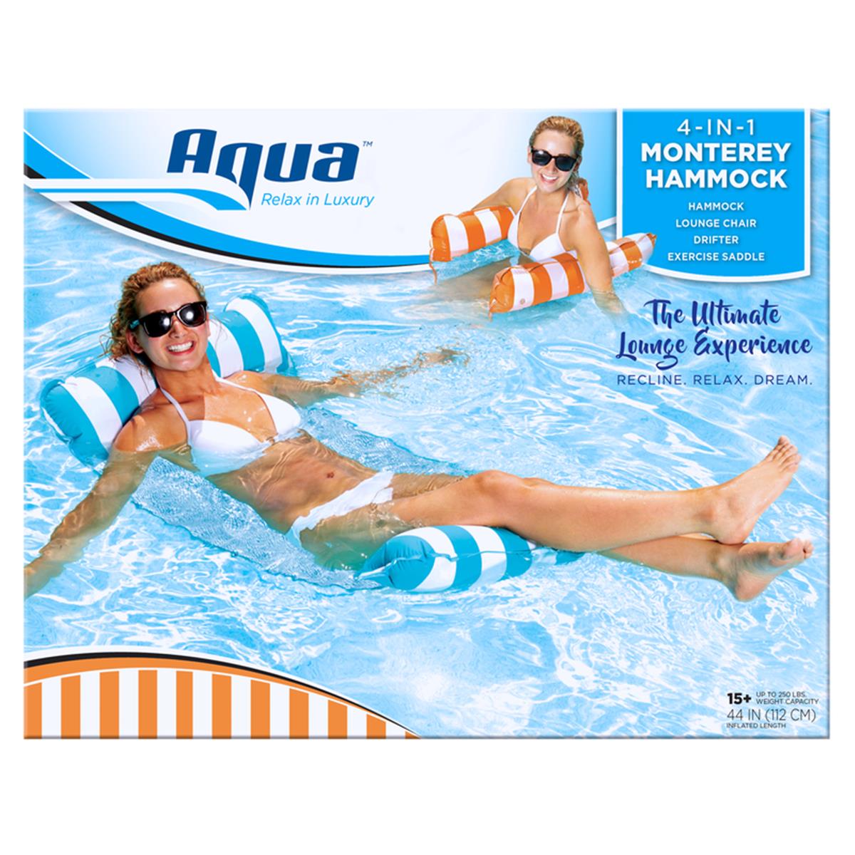Fabric & Mesh Inflatable 4-in-1 Monterey Hammock Pool Lounge, Assorted Color
