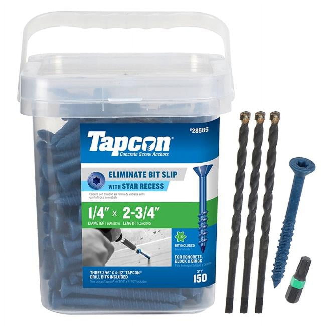 5033637 2.75 in. Star Flat Head Concrete Screws, Pack of 150