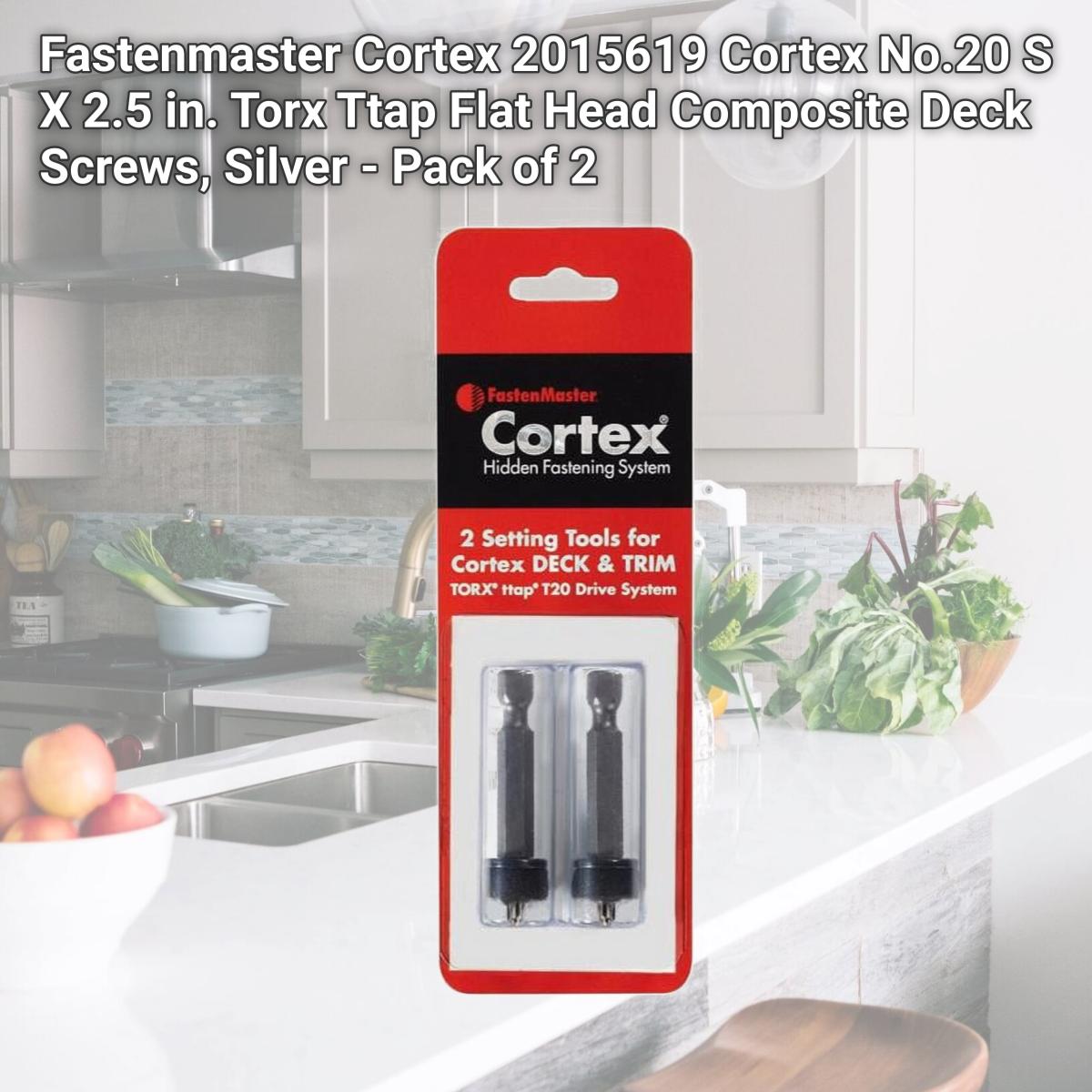 Picture of Fastenmaster Cortex 2015619 Cortex No.20 S X 2.5 in. Torx Ttap Flat Head Composite Deck Screws, Silver - Pack of 2
