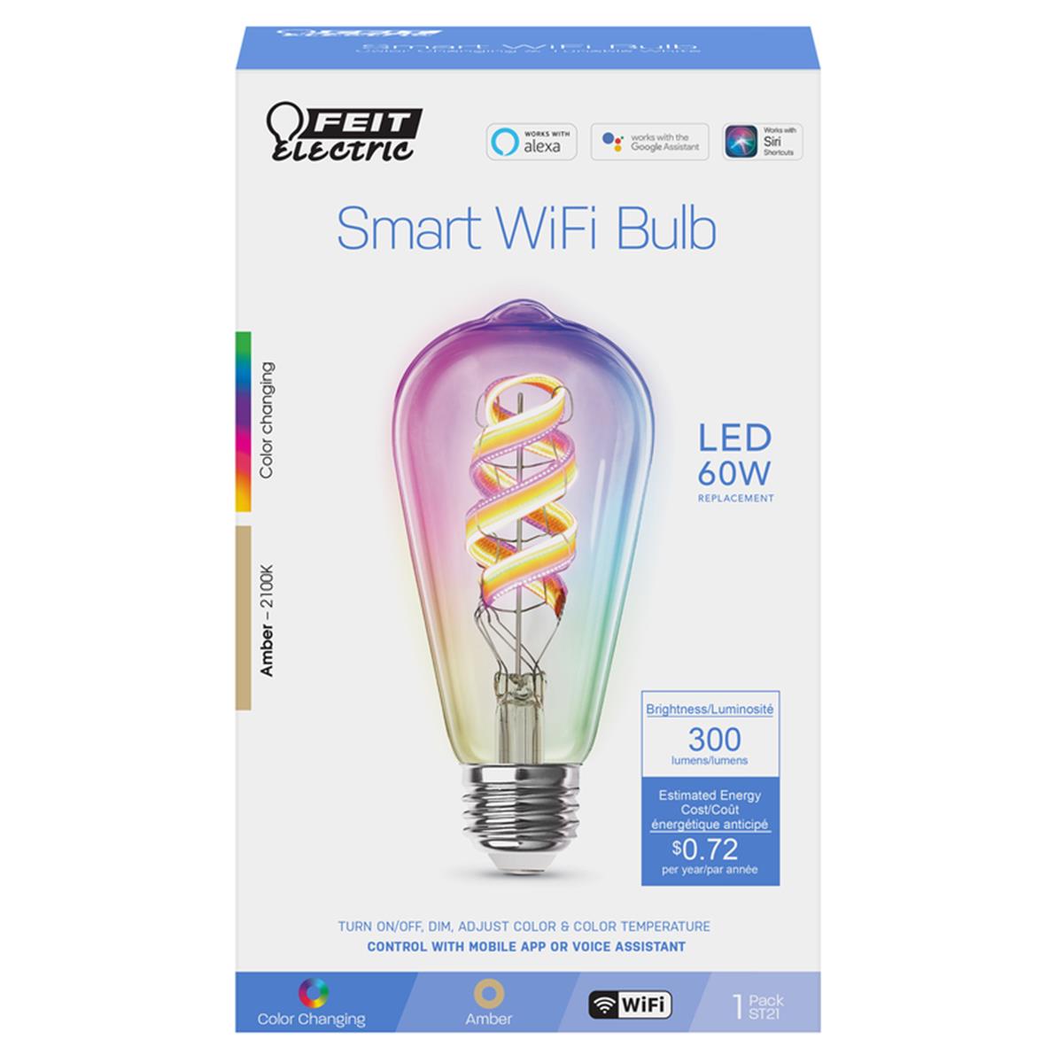 ST21 E26 Medium LED Smart Bulb Amber 60 watts Equivalence