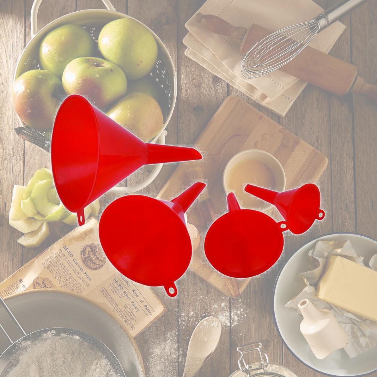 Picture of Home Plus 6414171 Plastic Funnel Set, Red