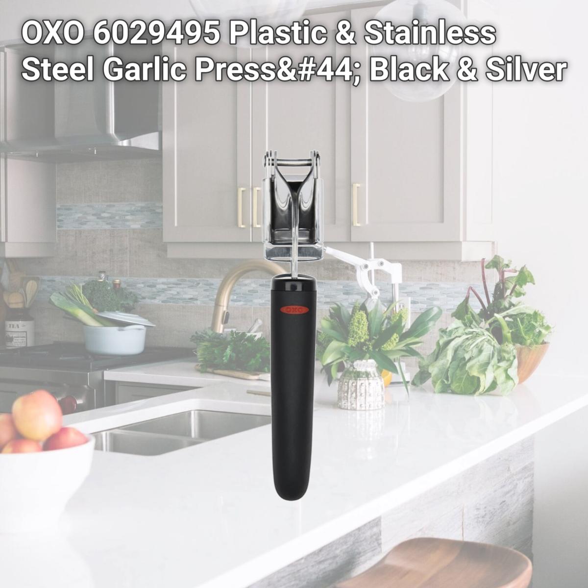 Picture of OXO 6029495 Plastic & Stainless Steel Garlic Press, Black & Silver