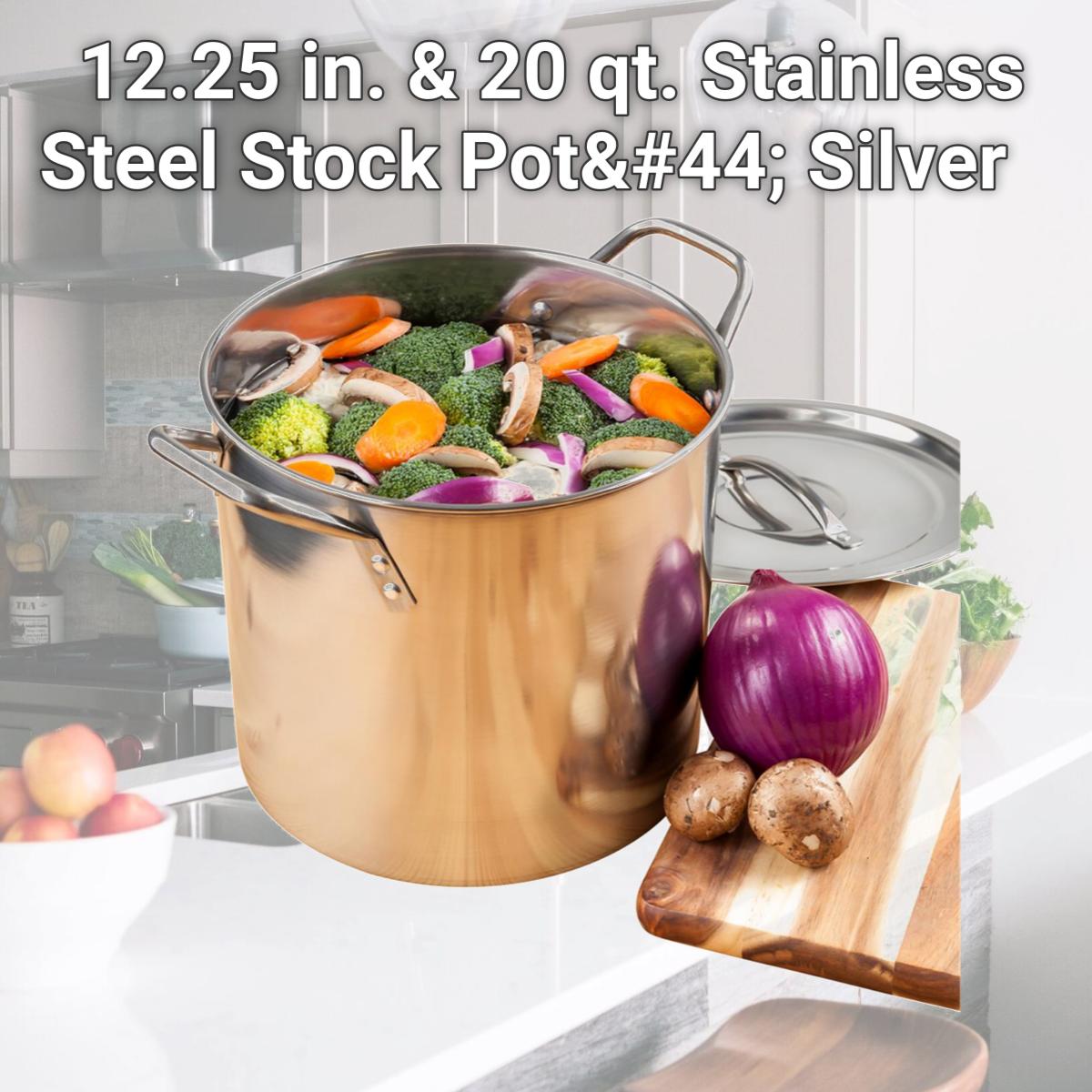Picture of McSunley 6019549 12.25 in. & 20 qt. Stainless Steel Stock Pot, Silver