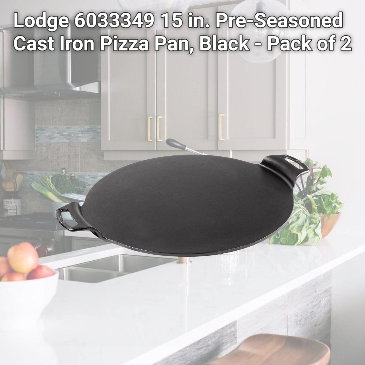 Picture of Lodge 6033349 15 in. Pre-Seasoned Cast Iron Pizza Pan, Black - Pack of 2