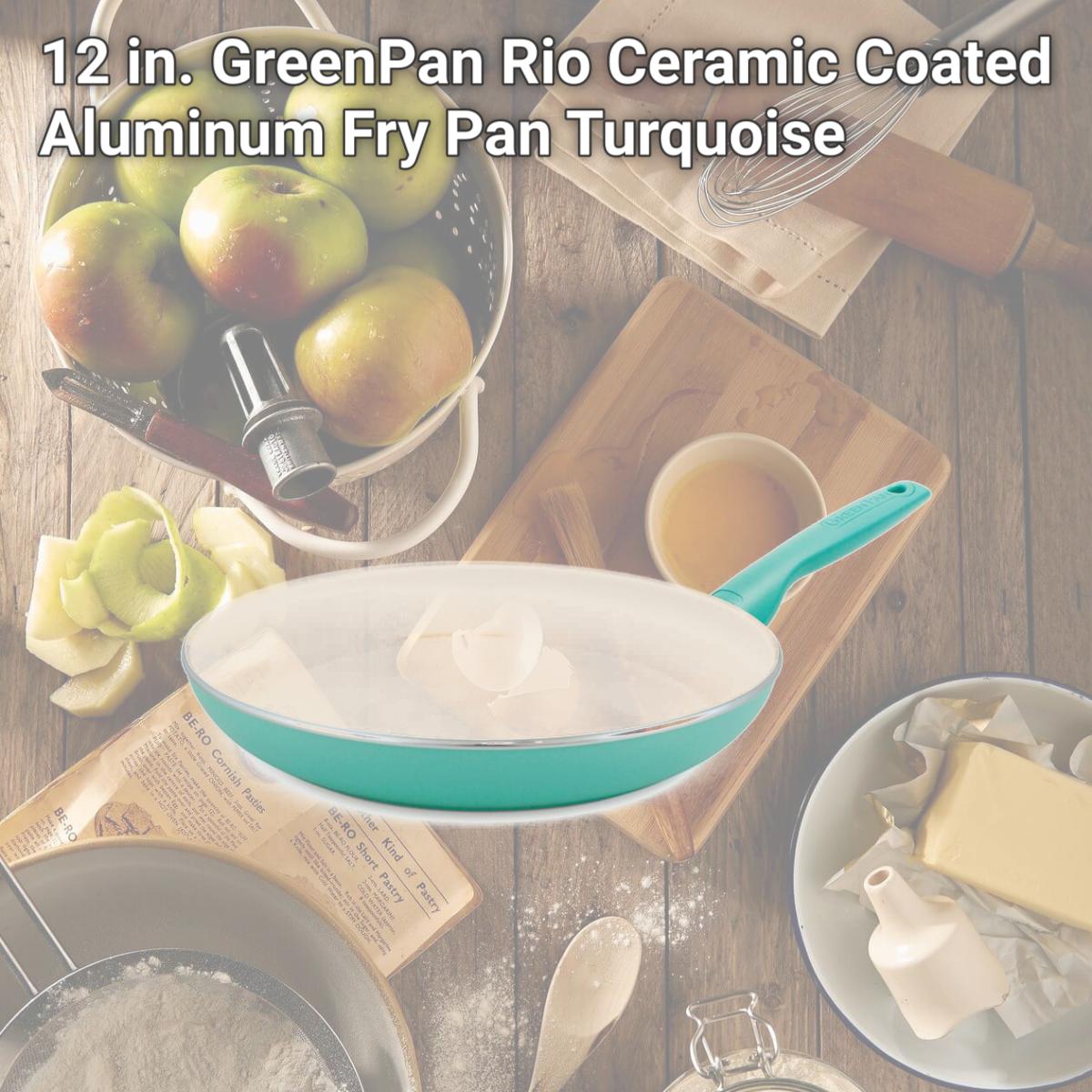 Picture of The Cookware 6036855 12 in. GreenPan Rio Ceramic Coated Aluminum Fry Pan, Turquoise