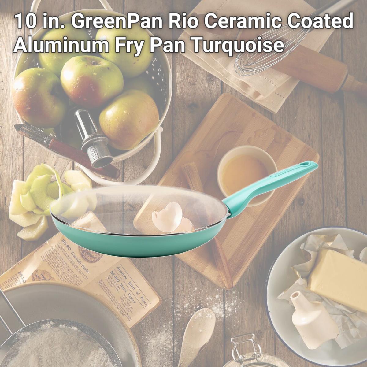 Picture of The Cookware 6036858 10 in. GreenPan Rio Ceramic Coated Aluminum Fry Pan, Turquoise