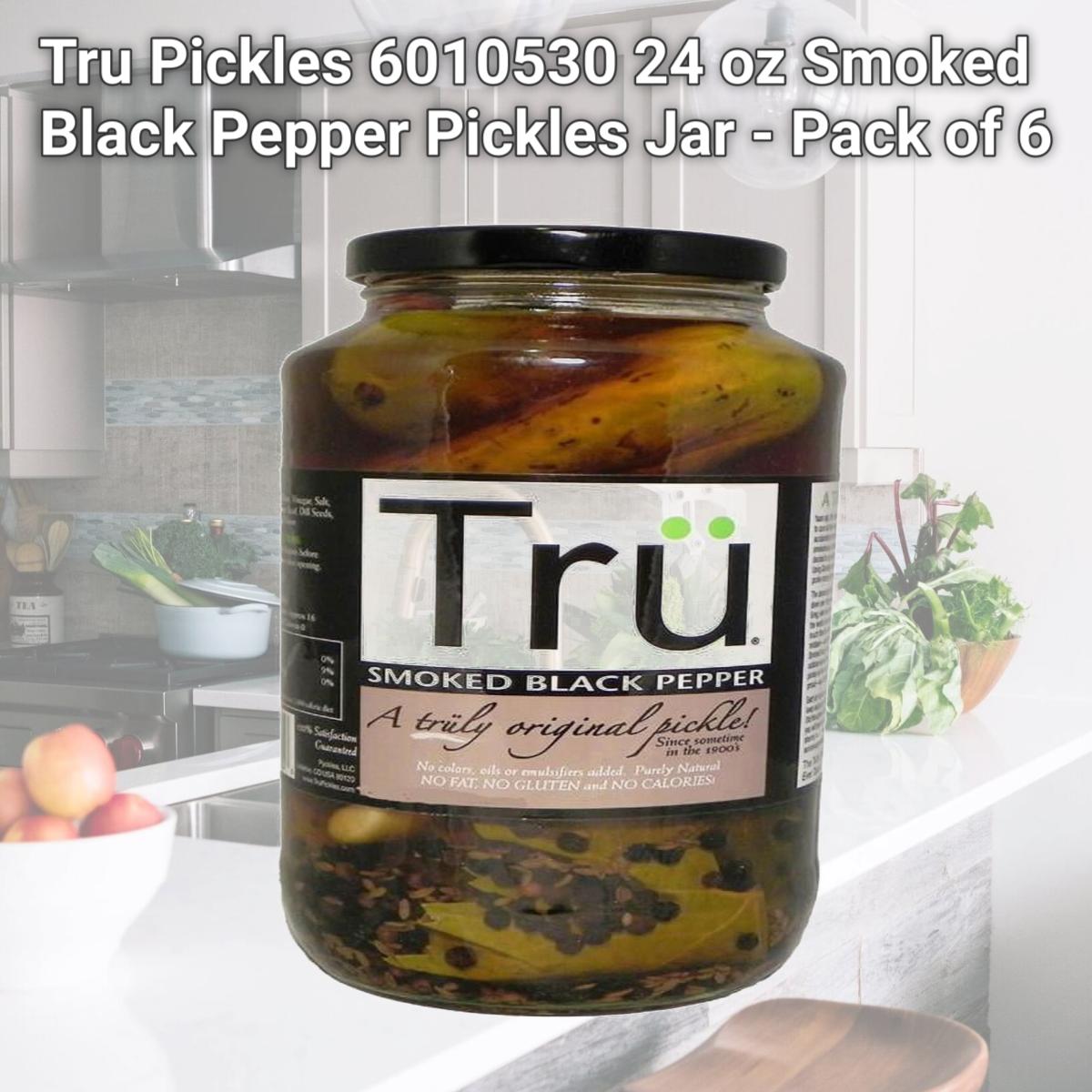 Picture of Tru Pickles 6010530 24 oz Smoked Black Pepper Pickles Jar - Pack of 6
