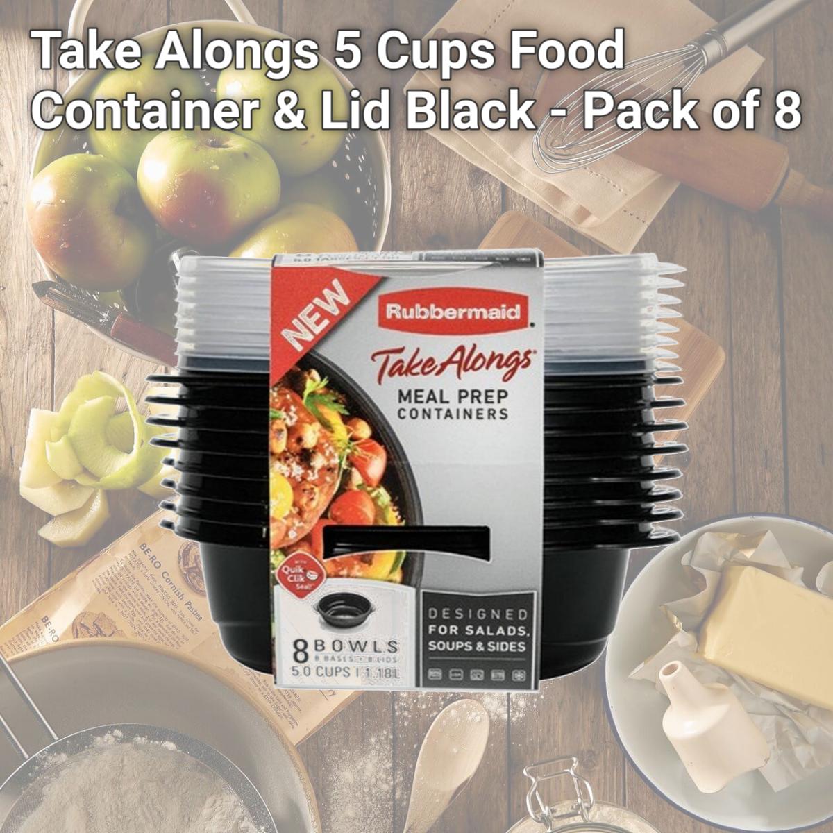 Picture of Rubbermaid 6013328 Take Alongs 5 Cups Food Container & Lid, Black - Pack of 8