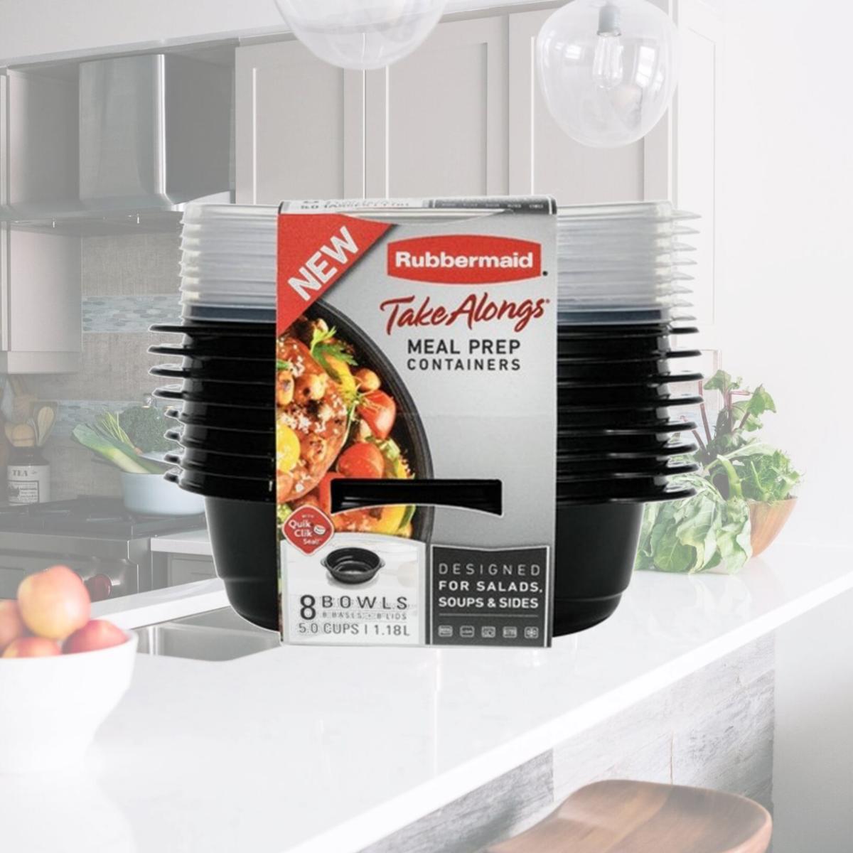 Picture of Rubbermaid 6013328 Take Alongs 5 Cups Food Container & Lid, Black - Pack of 8