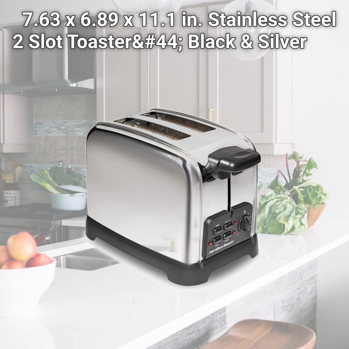 Picture of Hamilton Beach 6047935 7.63 x 6.89 x 11.1 in. Stainless Steel 2 Slot Toaster, Black & Silver