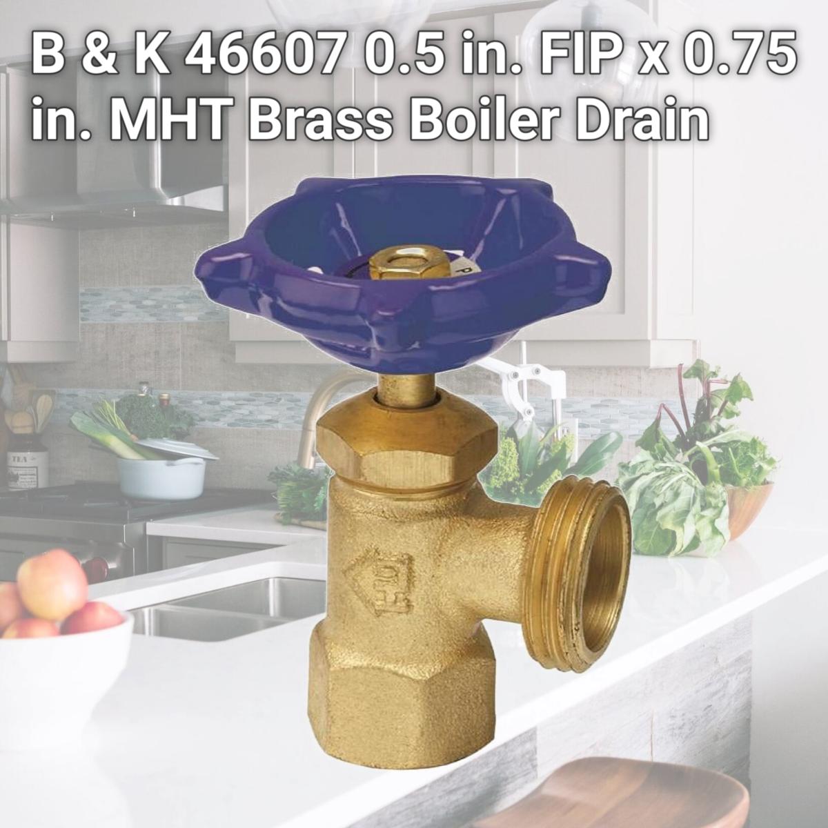 Picture of B & K 46607 0.5 in. FIP x 0.75 in. MHT Brass Boiler Drain