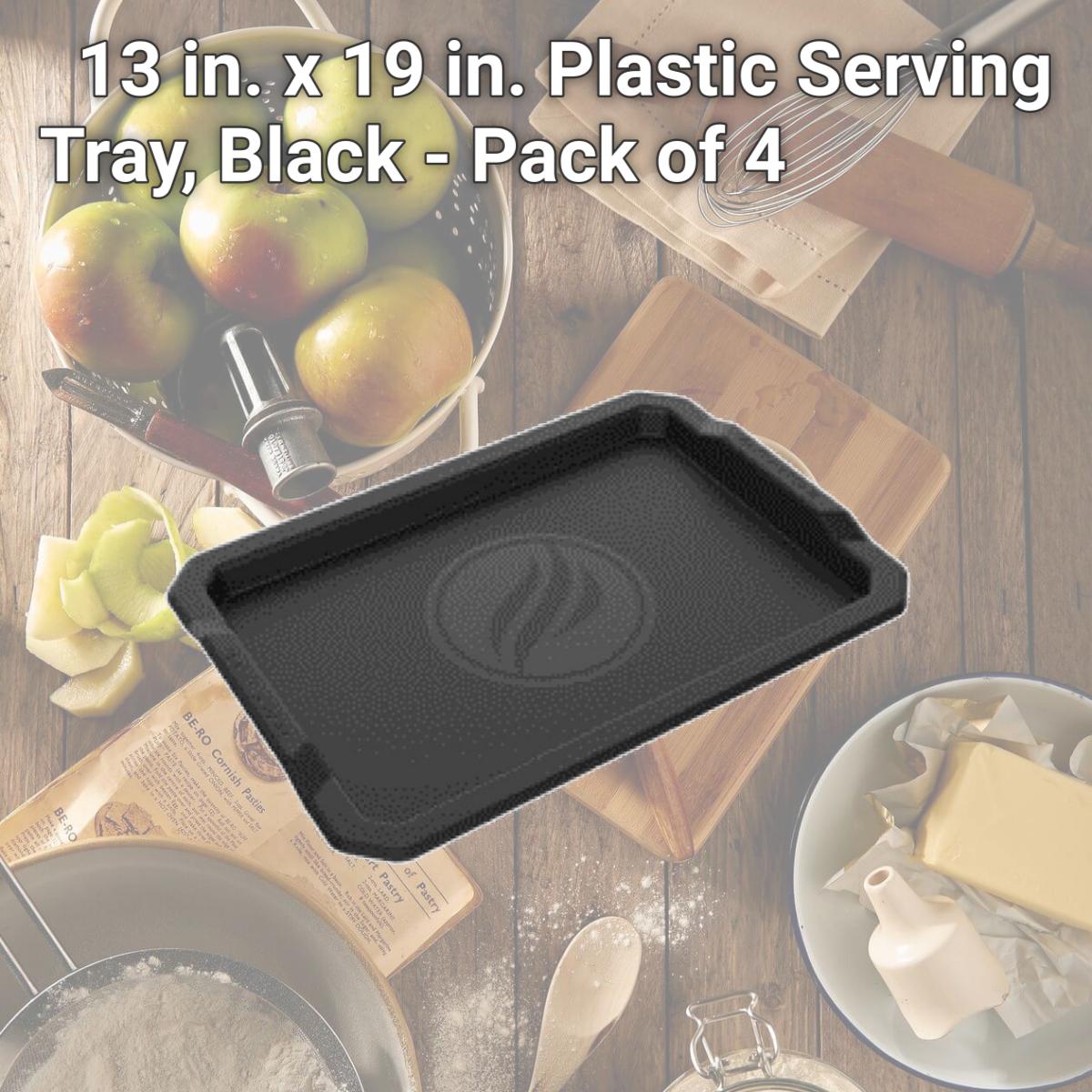 Picture of Blackstone 8075107 13 in. x 19 in. Plastic Serving Tray, Black - Pack of 4
