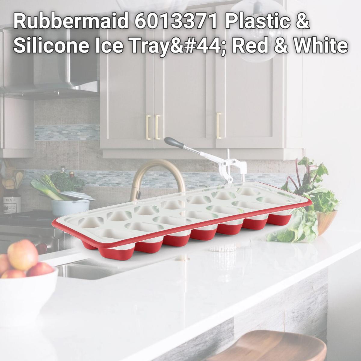 Picture of Rubbermaid 6013371 Plastic & Silicone Ice Tray, Red & White