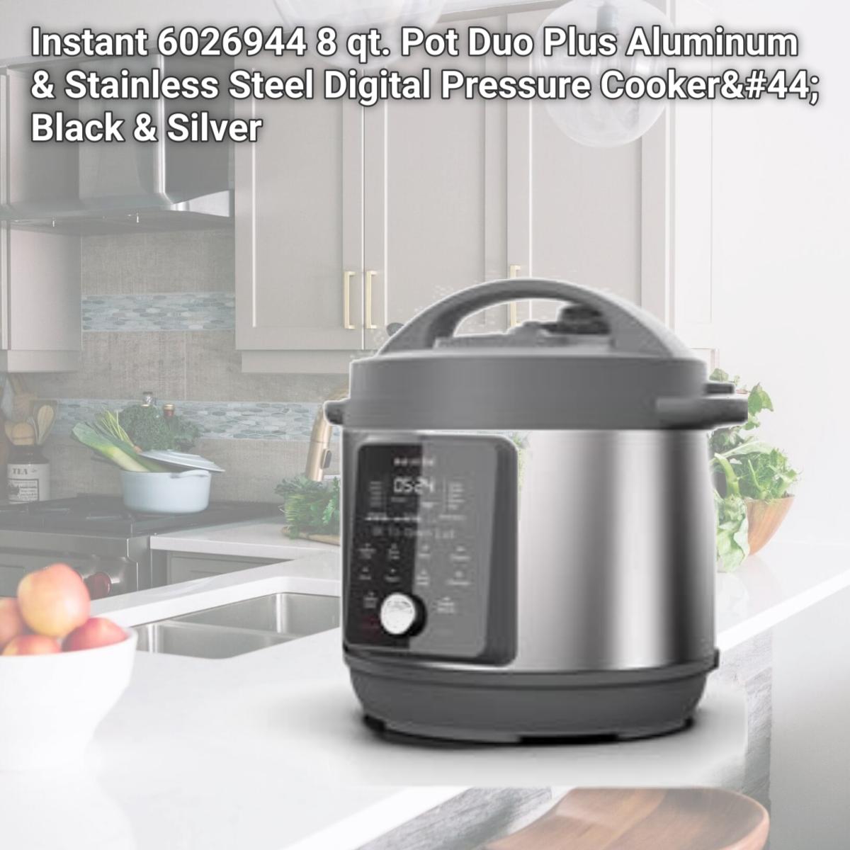 Picture of Instant 6026944 8 qt. Pot Duo Plus Aluminum & Stainless Steel Digital Pressure Cooker, Black & Silver