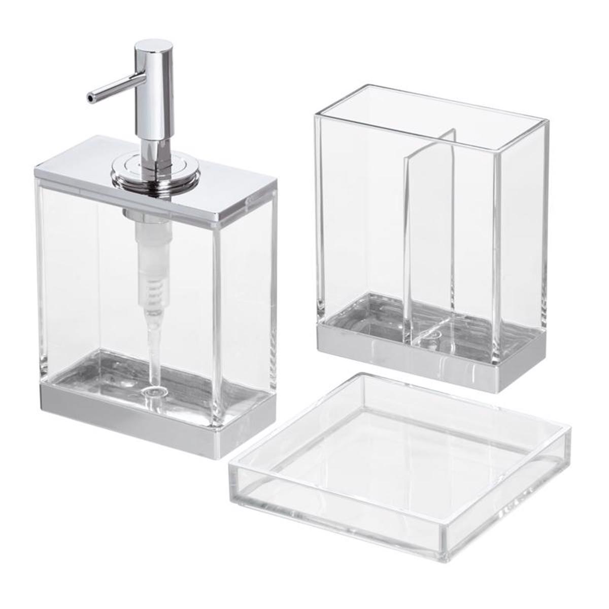 UPC 081492427100 product image for 6054160 InterDesign Clarity Chrome Clear Plastic Bath Accessory Set, Clear | upcitemdb.com
