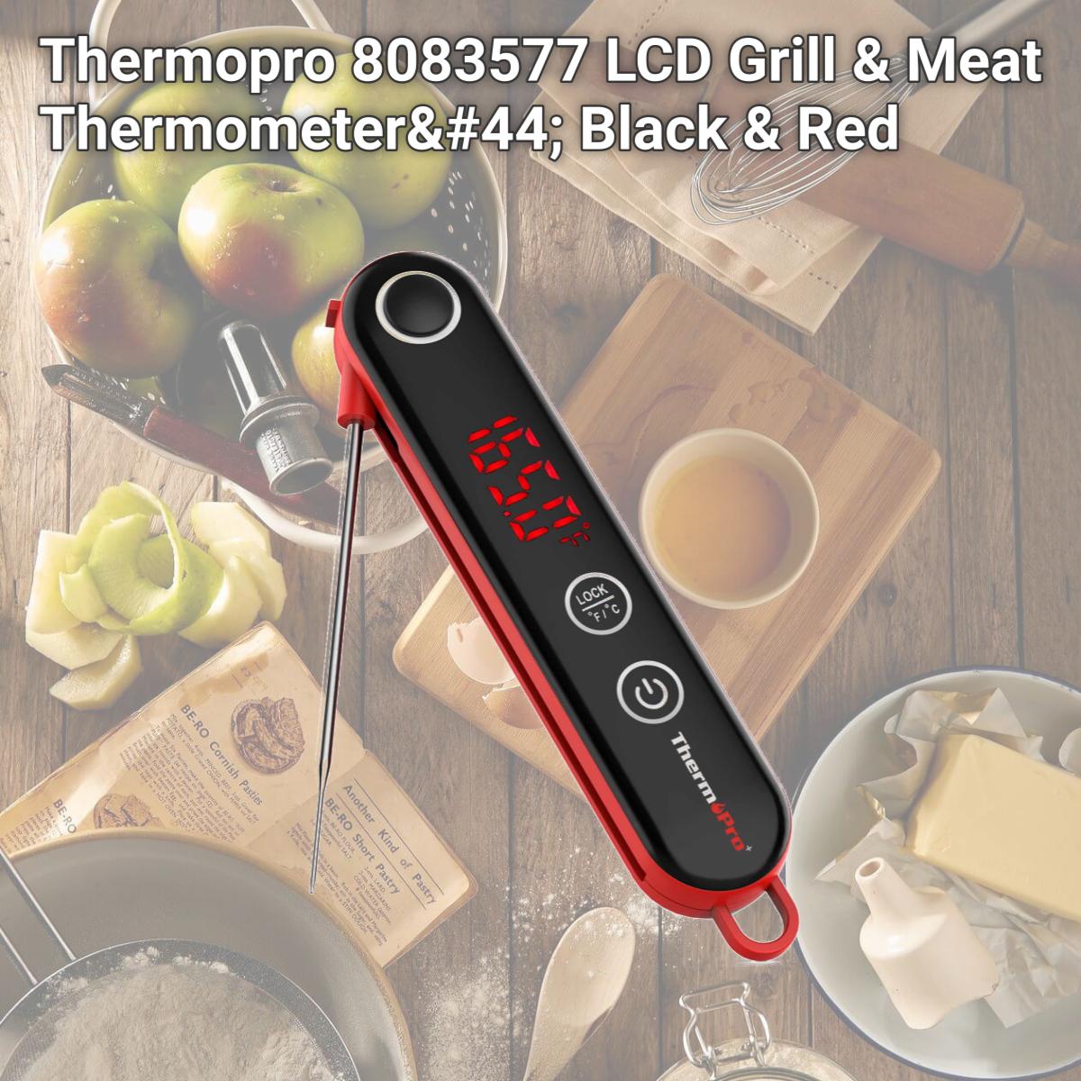 Picture of Thermopro 8083577 LCD Grill & Meat Thermometer, Black & Red