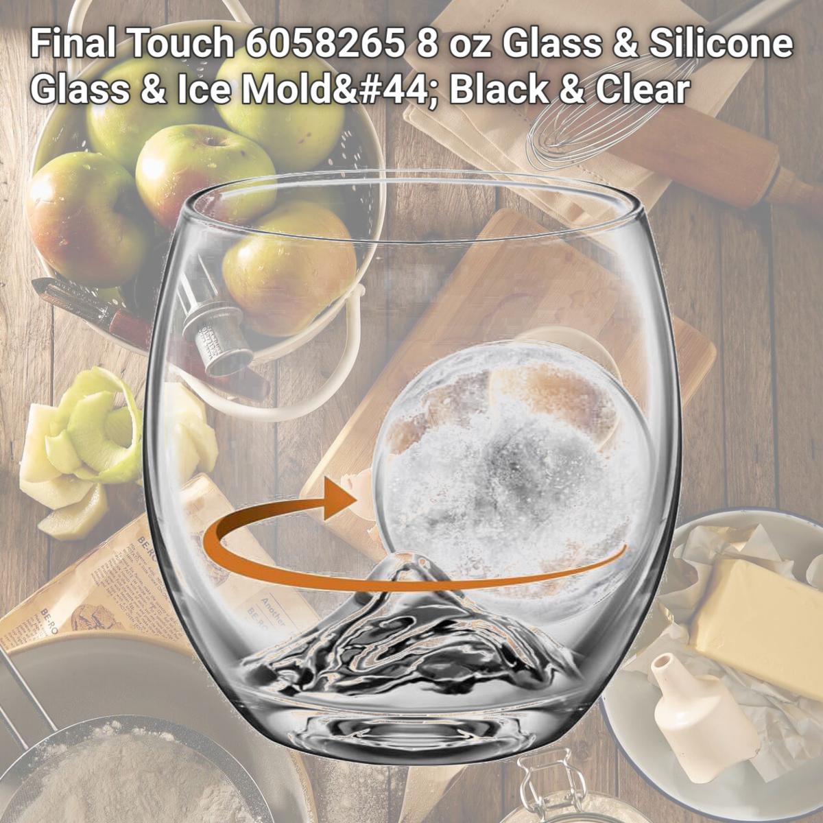 Picture of Final Touch 6058265 8 oz Glass & Silicone Glass & Ice Mold, Black & Clear