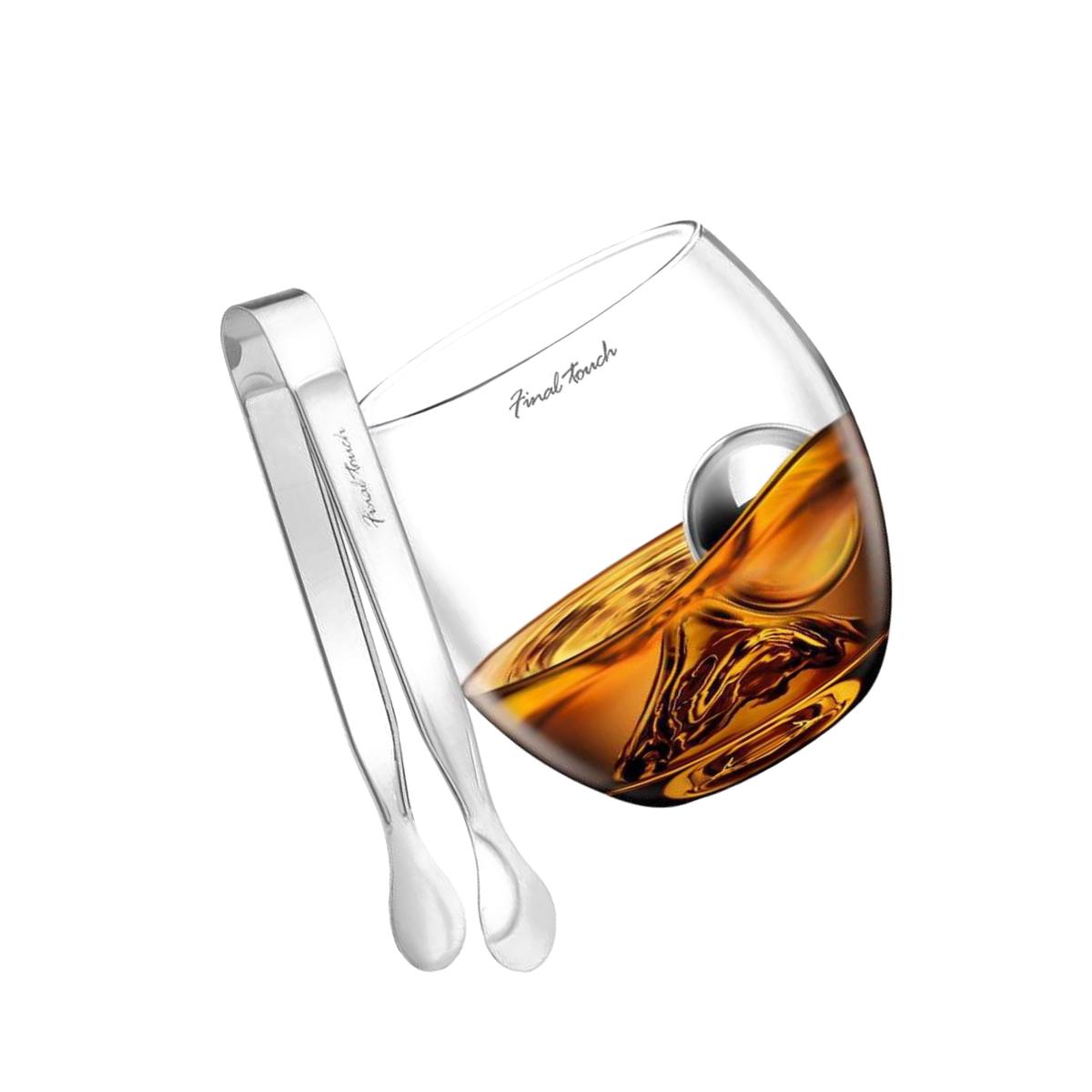 Picture of Final Touch 6058266 8 oz Glass & Stainless Steel Chilling Ball Set, Clear & Silver
