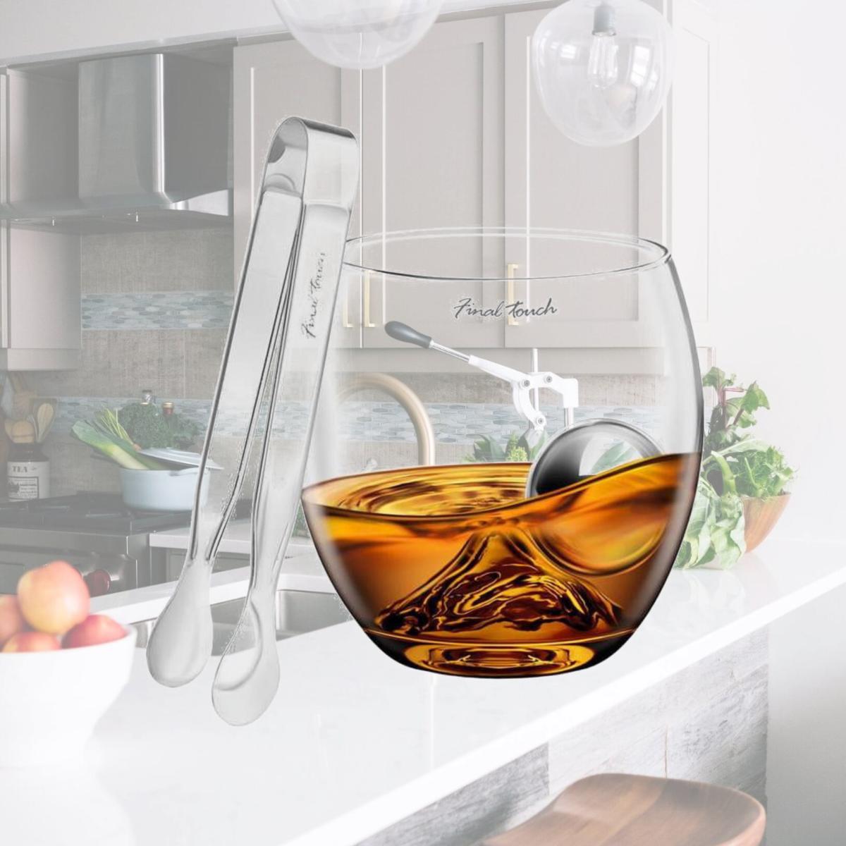 Picture of Final Touch 6058266 8 oz Glass & Stainless Steel Chilling Ball Set, Clear & Silver