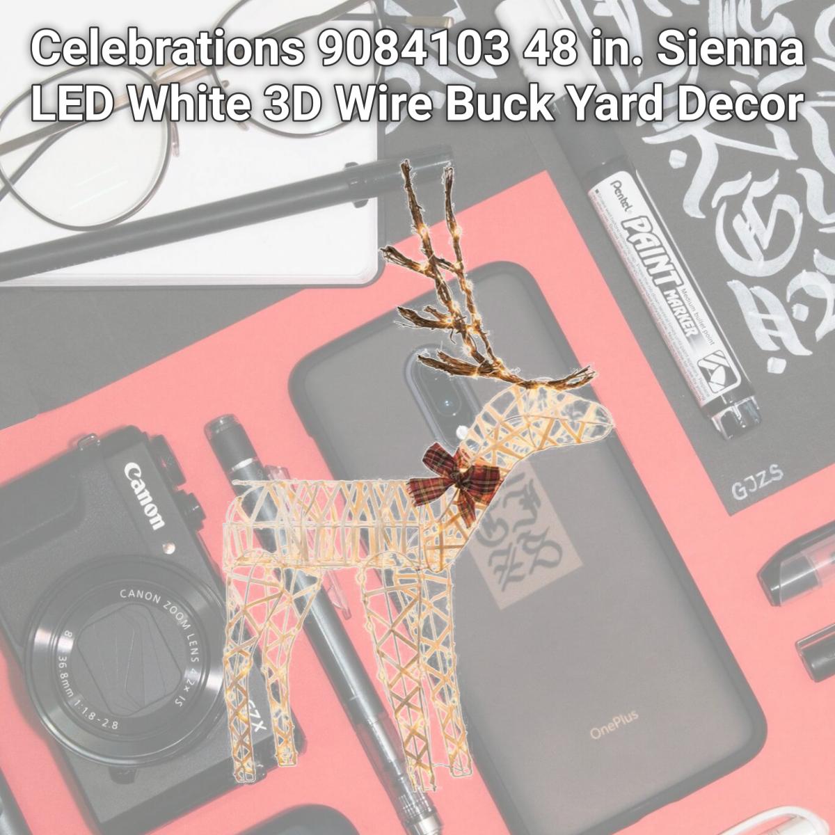 Picture of Celebrations 9084103 48 in. Sienna LED White 3D Wire Buck Yard Decor