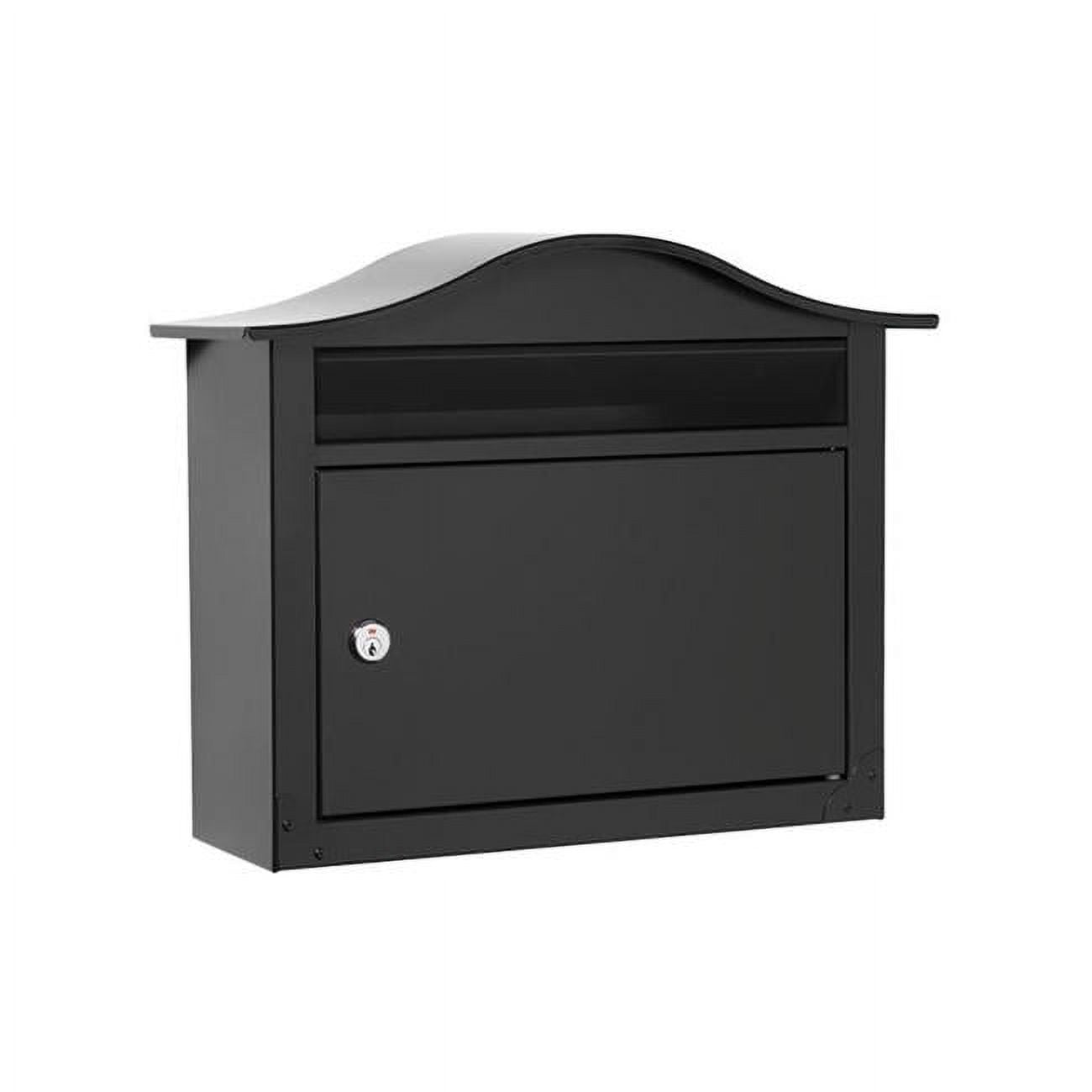 5038270 13.4 x 5.8 x 16.7 in. The Saratoga Galvanized Steel Wall Mount Locking Mailbox, Black
