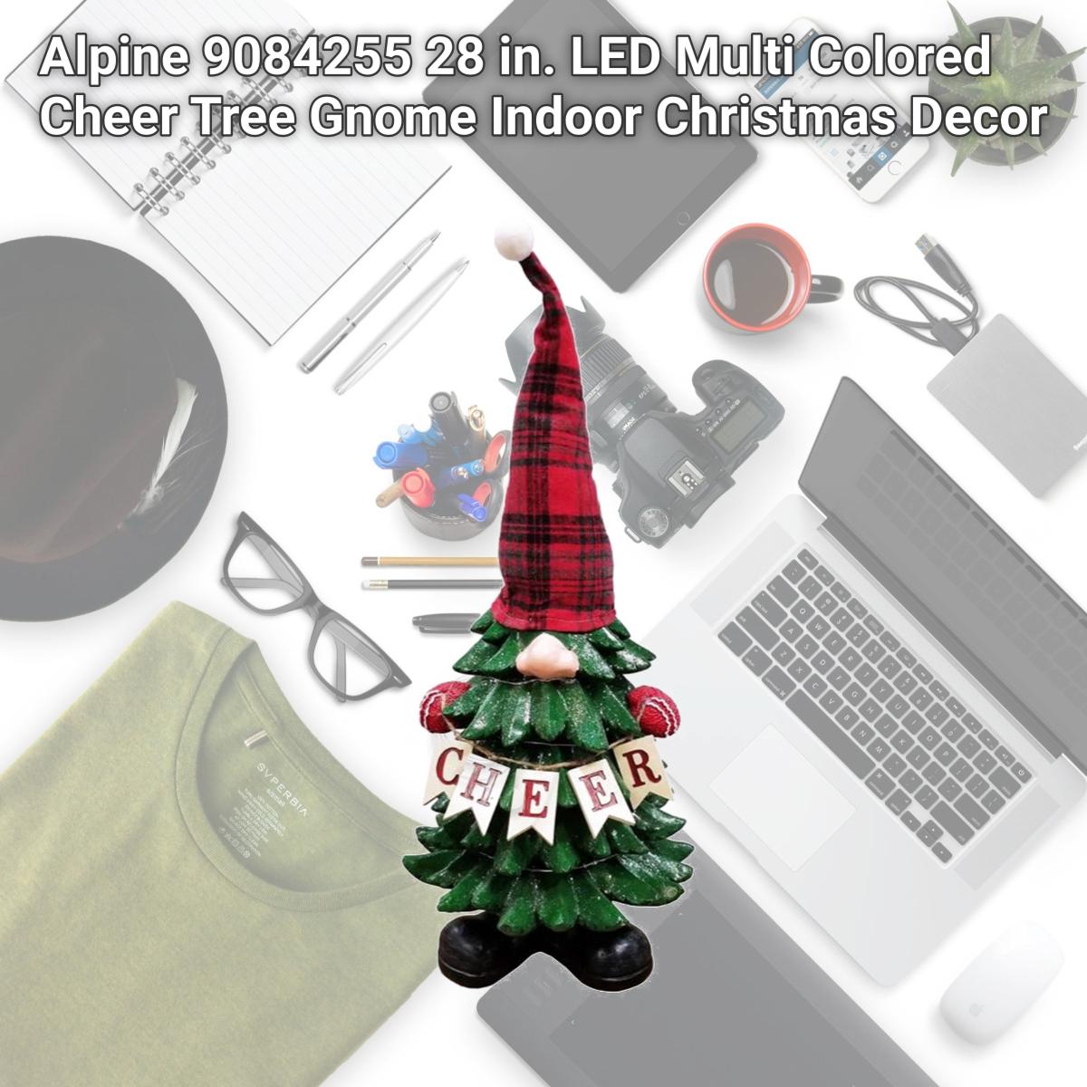 Picture of Alpine 9084255 28 in. LED Multi Colored Cheer Tree Gnome Indoor Christmas Decor