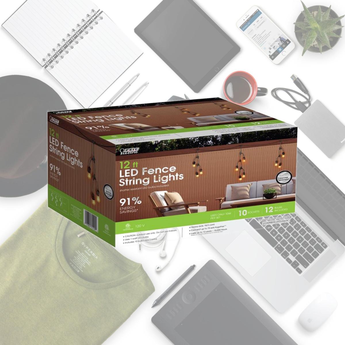 Picture of Feit Electric 3010890 12 ft. LED String Lights, Clear - 10 lights