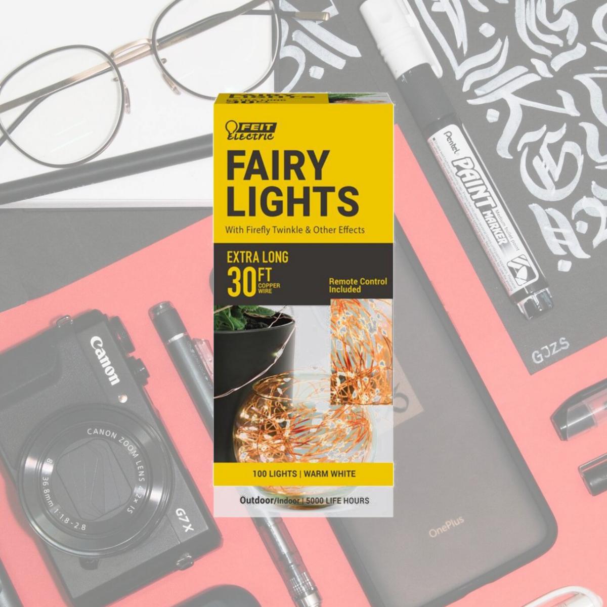 Picture of Feit Electric 3010235 30 ft. LED Fairy String Lights Decor, Warm White - 100 lights