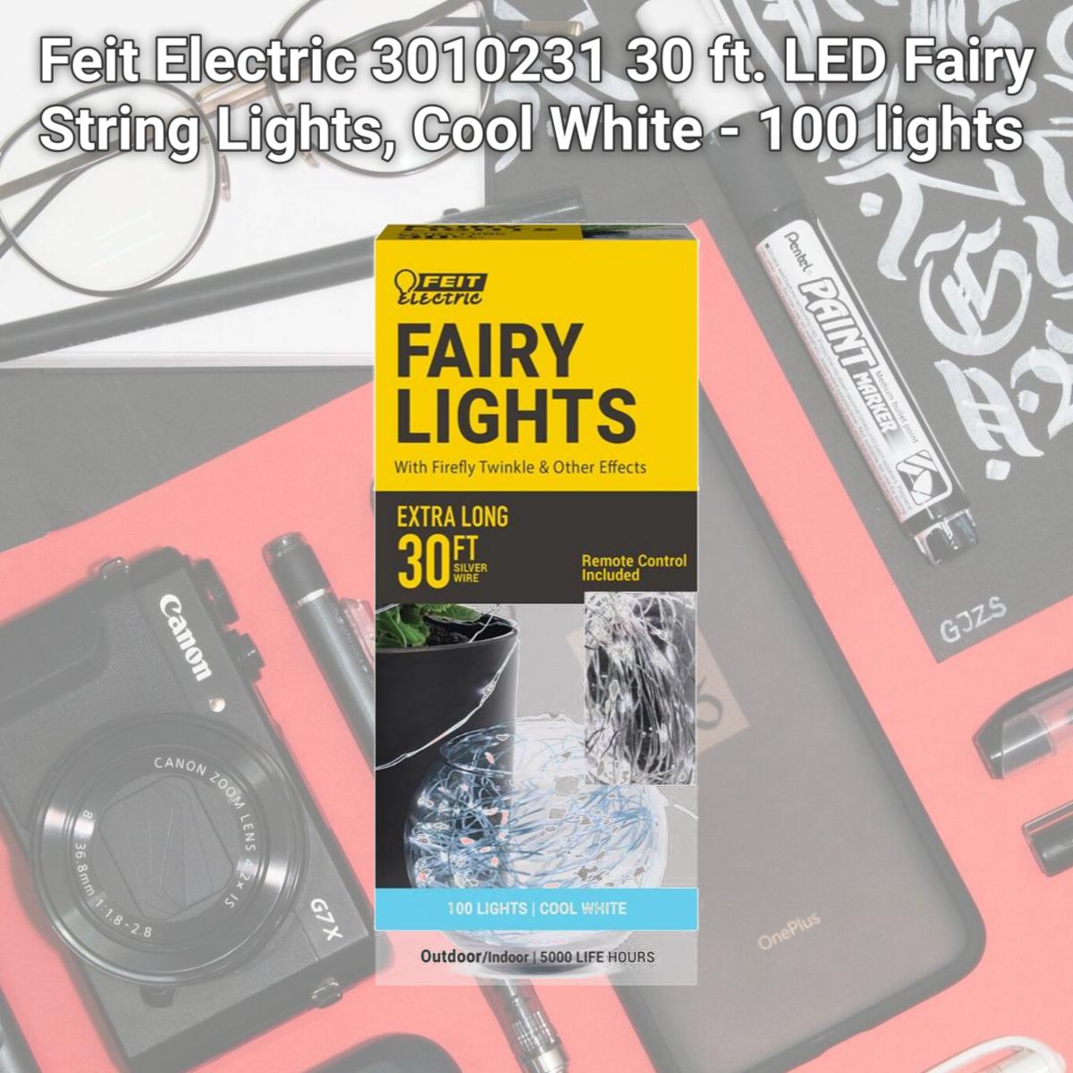 Picture of Feit Electric 3010231 30 ft. LED Fairy String Lights, Cool White - 100 lights
